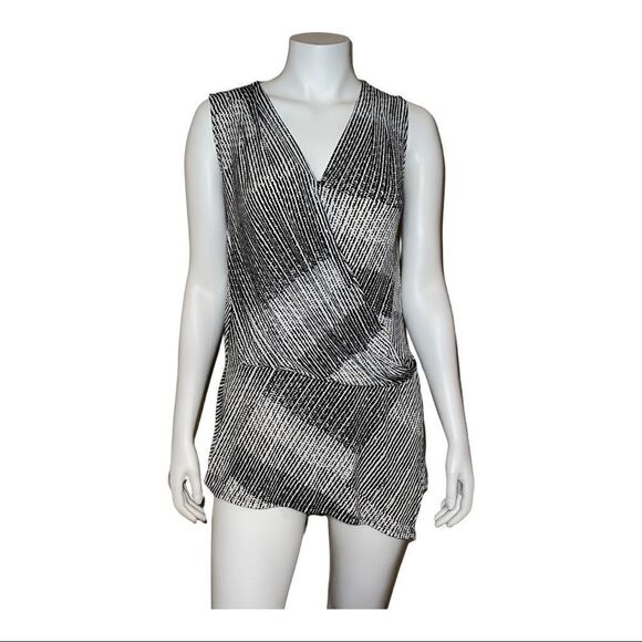 WHBM Women's Black White Striped Asymmetrical Tank Top Nursing Small EUC - Picture 1 of 8
